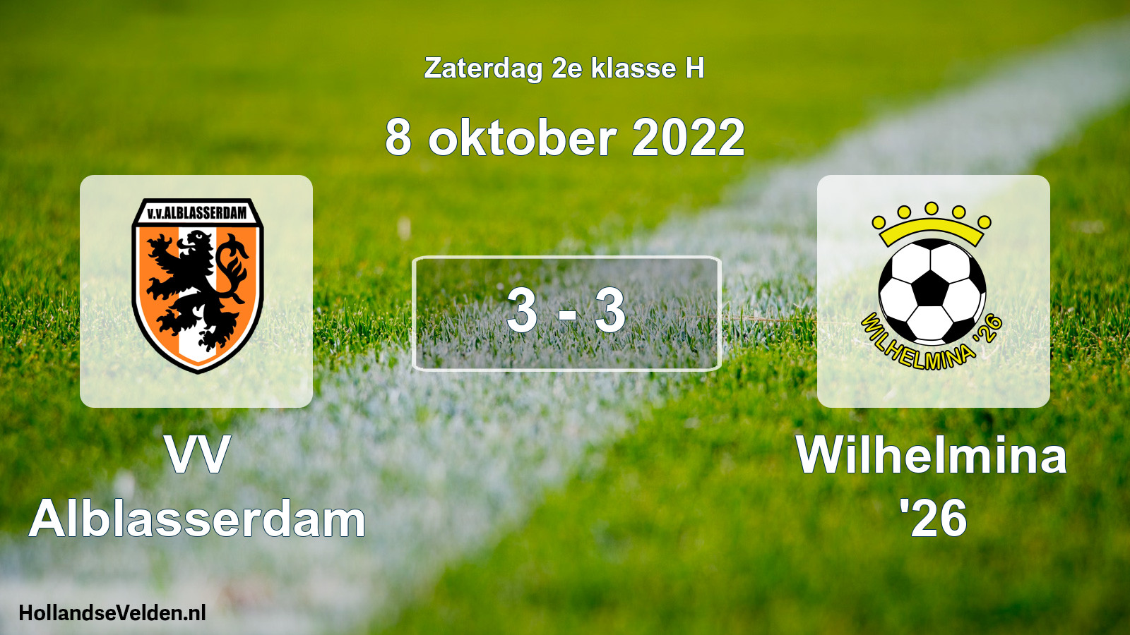 Total number of matches played: VV Alblasserdam - Wilhelmina '26 3 - 3 (8 October 2022)