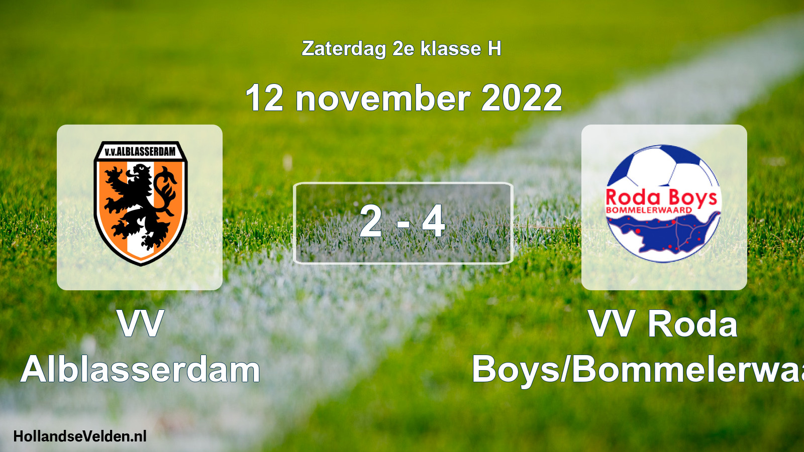 Total number of matches played: VV Alblasserdam - VV Roda Boys/Bommelerwaard 2 - 4 (12 November 2022)