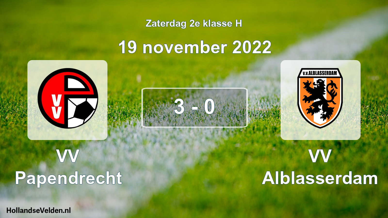 Total number of matches played: VV Papendrecht - VV Alblasserdam 3 - 0 (19 November 2022)