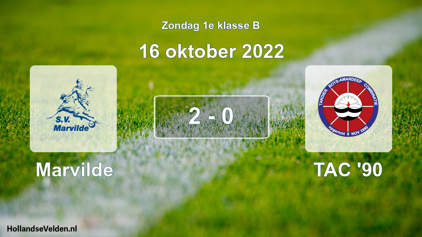 Total number of matches played: Marvilde - TAC '90 2 - 0 (16 October 2022)