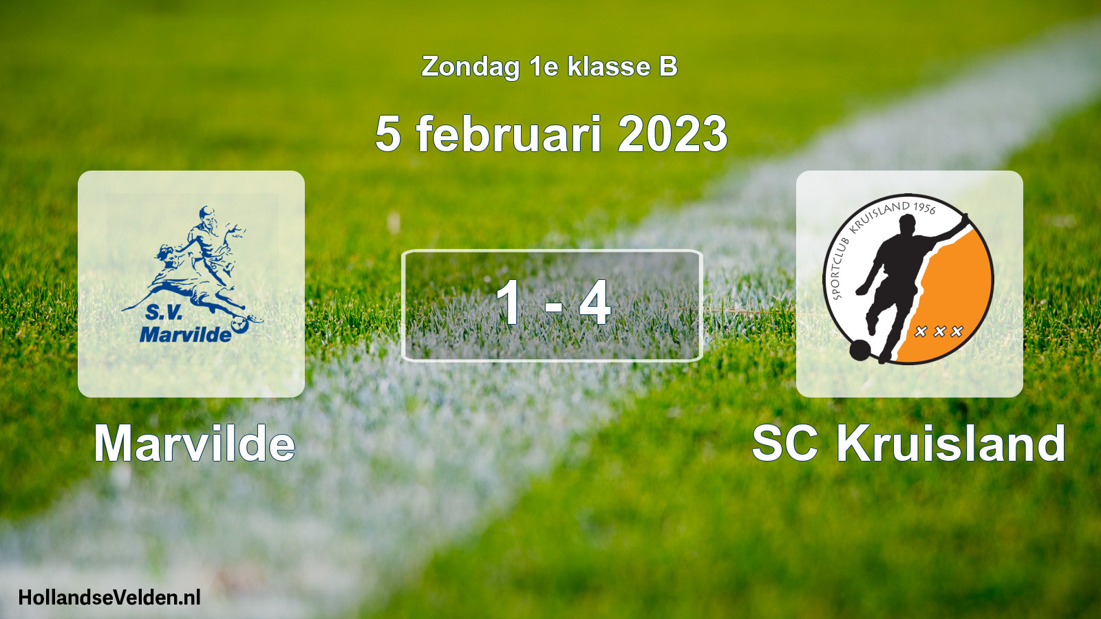 Total number of matches played: Marvilde - SC Kruisland 1 - 4 (5 February 2023)