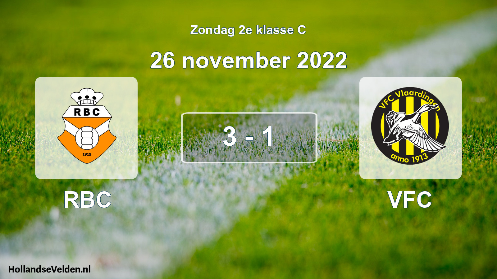 Gespeelde wedstrijd: RBC - VFC 3 - 1 (26 november 2022)