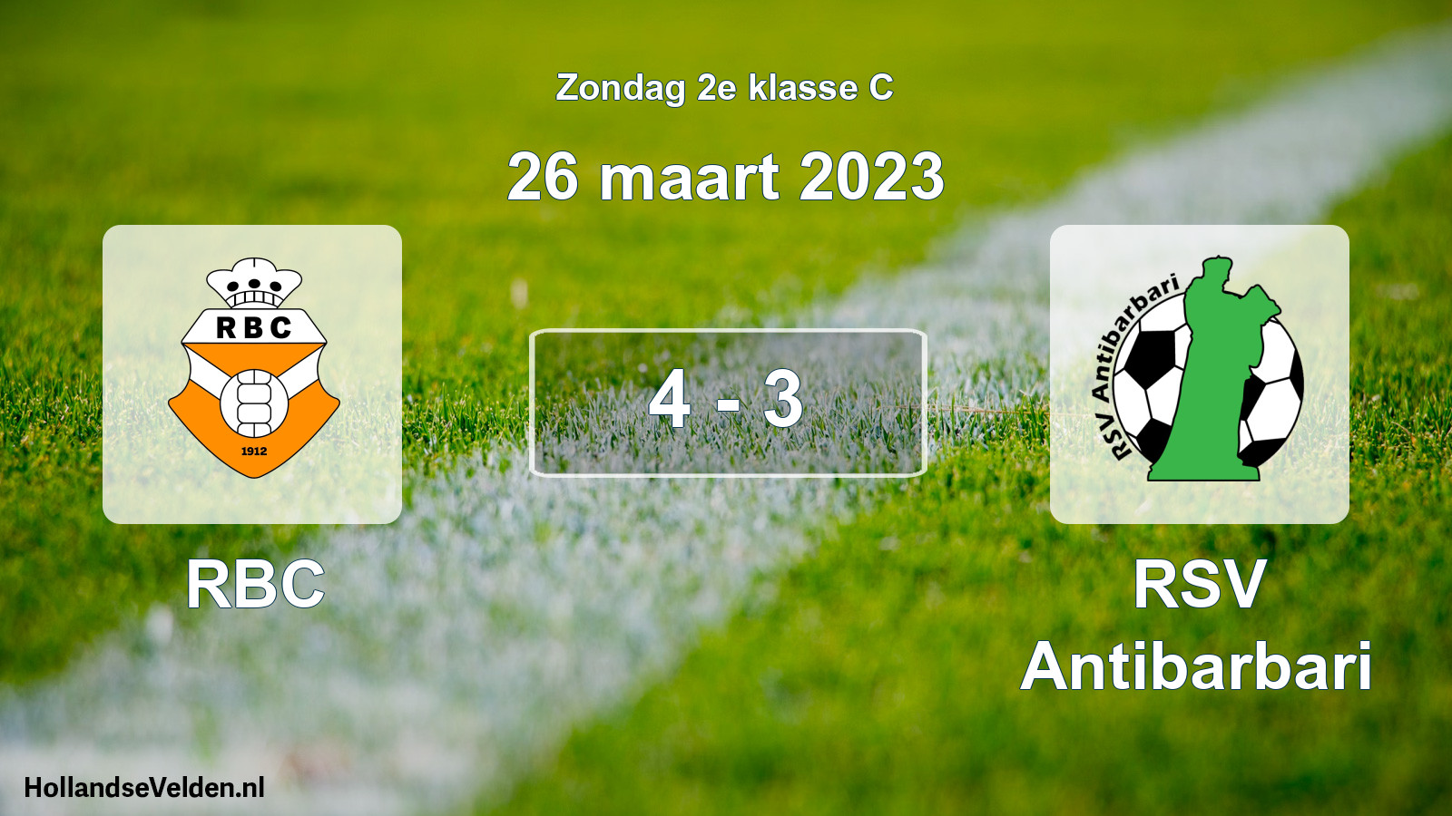 Total number of matches played: RBC - RSV Antibarbari 4 - 3 (26 March 2023)