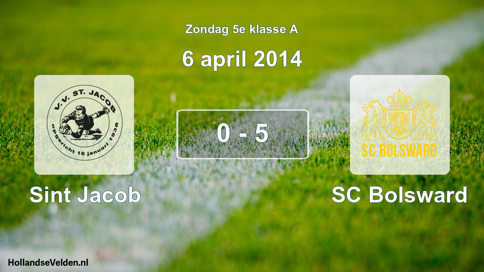 Total number of matches played: Sint Jacob - SC Bolsward 0 - 5 (6 April 2014)