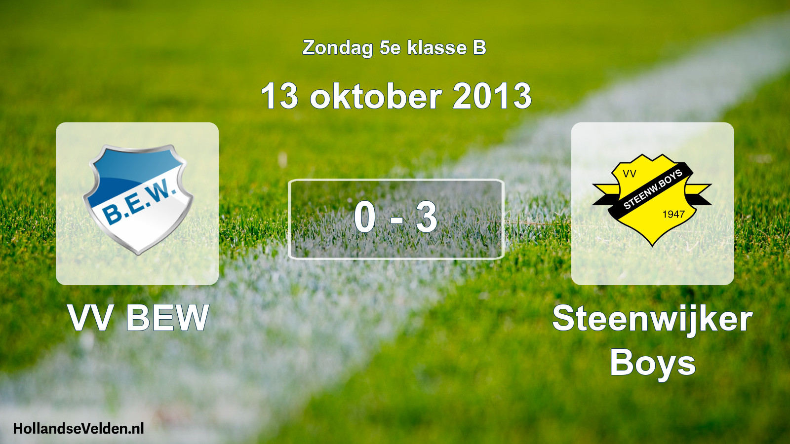 Total number of matches played: VV BEW - Steenwijker Boys 0 - 3 (13 October 2013)