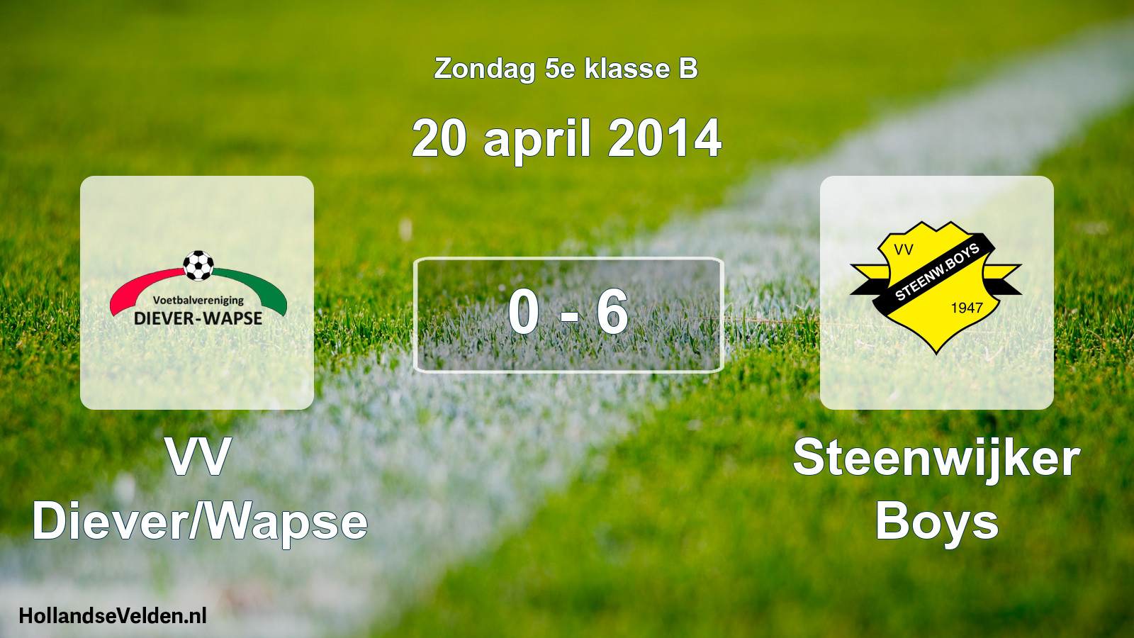 Total number of matches played: VV Diever/Wapse - Steenwijker Boys 0 - 6 (20 April 2014)