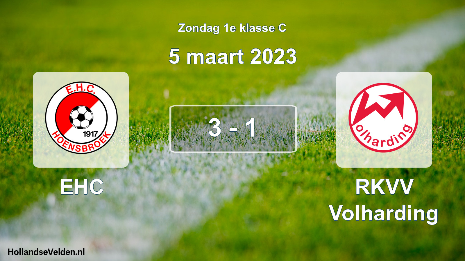 Total number of matches played: EHC - RKVV Volharding 3 - 1 (5 March 2023)