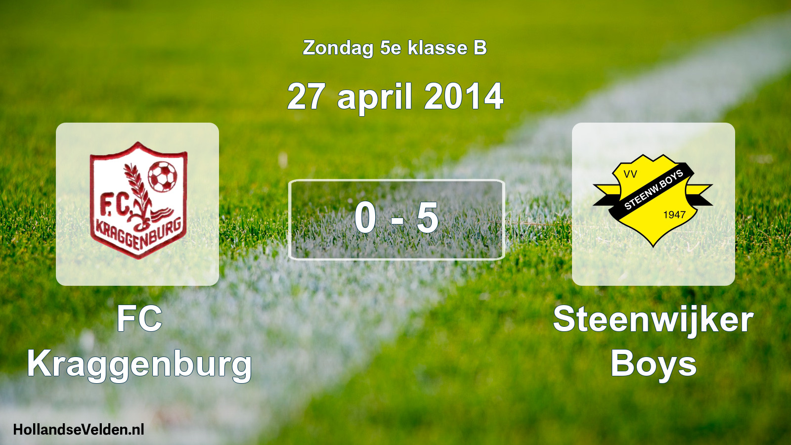 Total number of matches played: FC Kraggenburg - Steenwijker Boys 0 - 5 (27 April 2014)