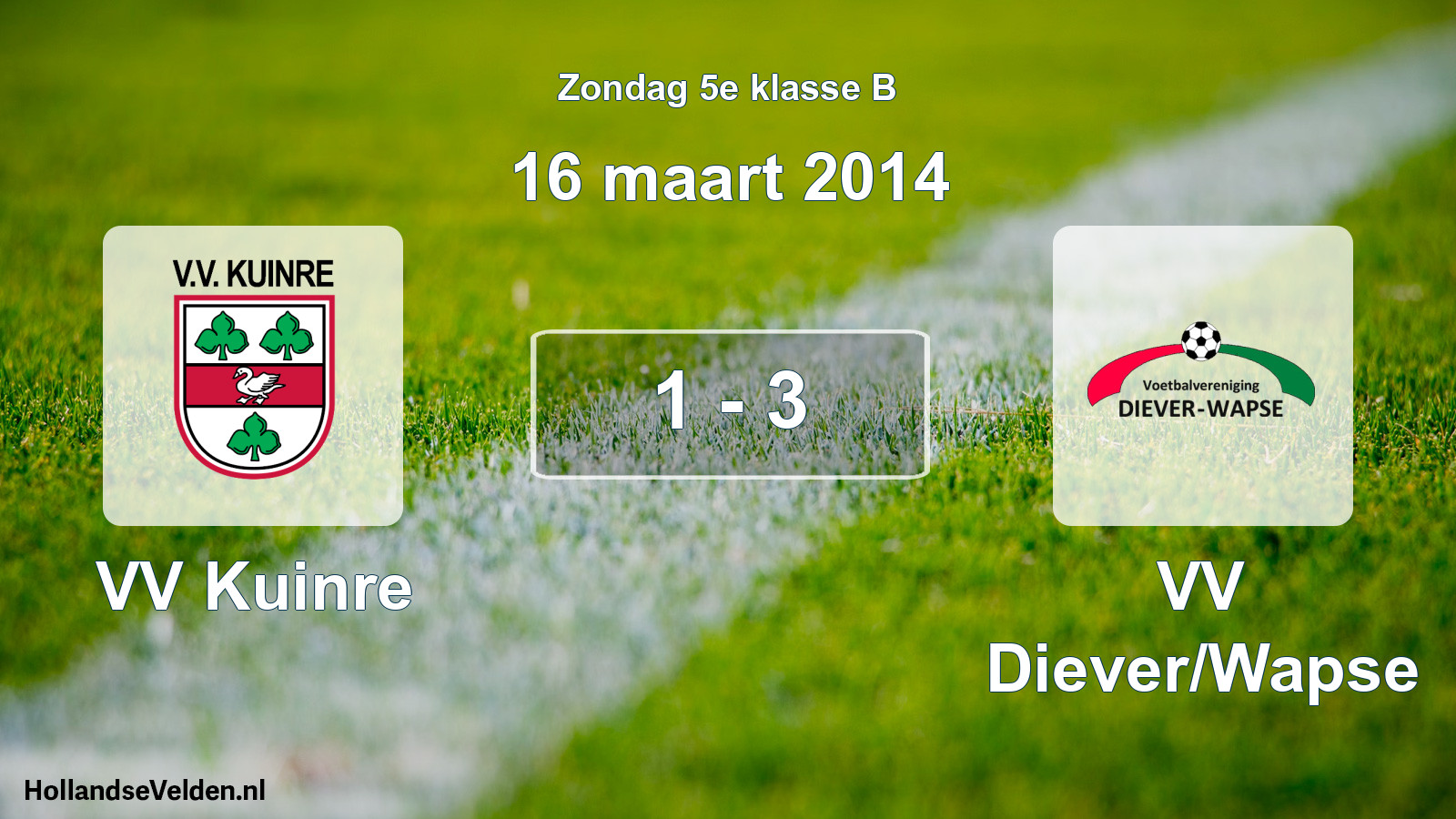 Total number of matches played: VV Kuinre - VV Diever/Wapse 1 - 3 (16 March 2014)
