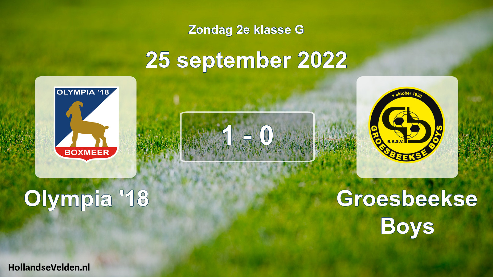 Total number of matches played: Olympia '18 - Groesbeekse Boys 1 - 0 (25 September 2022)