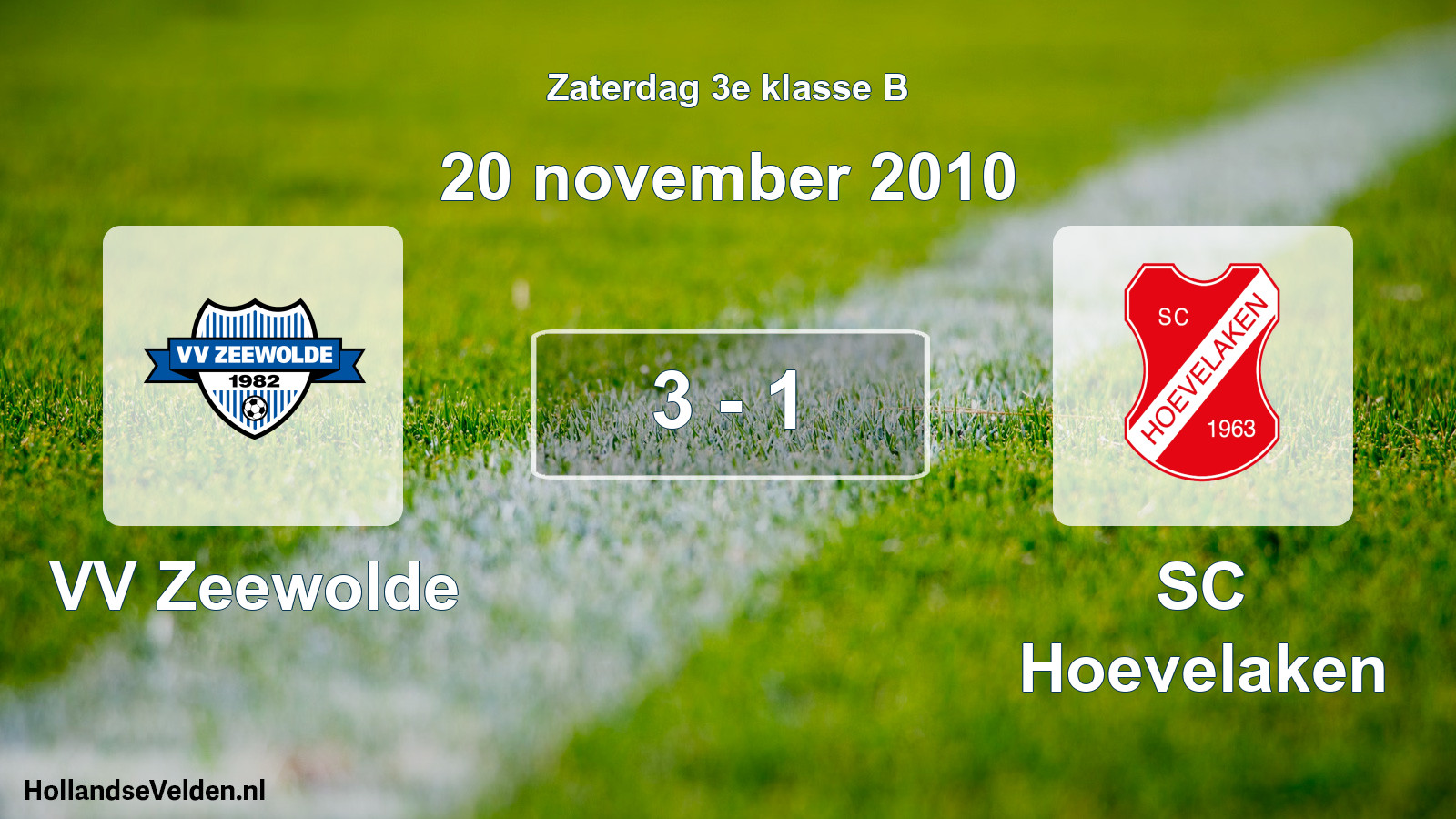 Total number of matches played: VV Zeewolde - SC Hoevelaken 3 - 1 (20 November 2010)
