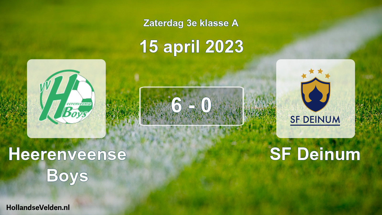 Total number of matches played: Heerenveense Boys - SF Deinum 6 - 0 (15 April 2023)