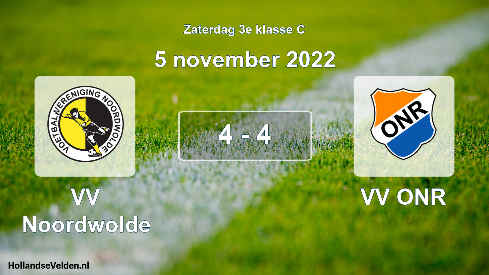 Total number of matches played: VV Noordwolde - VV ONR 4 - 4 (5 November 2022)