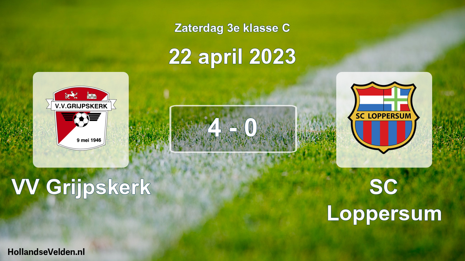 Total number of matches played: VV Grijpskerk - SC Loppersum 4 - 0 (22 April 2023)