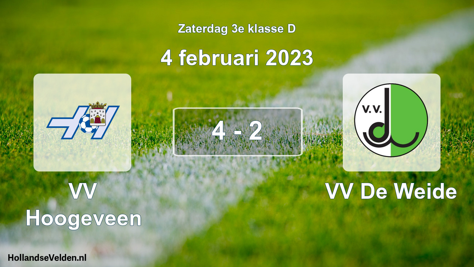 Total number of matches played: VV Hoogeveen - VV De Weide 4 - 2 (4 February 2023)