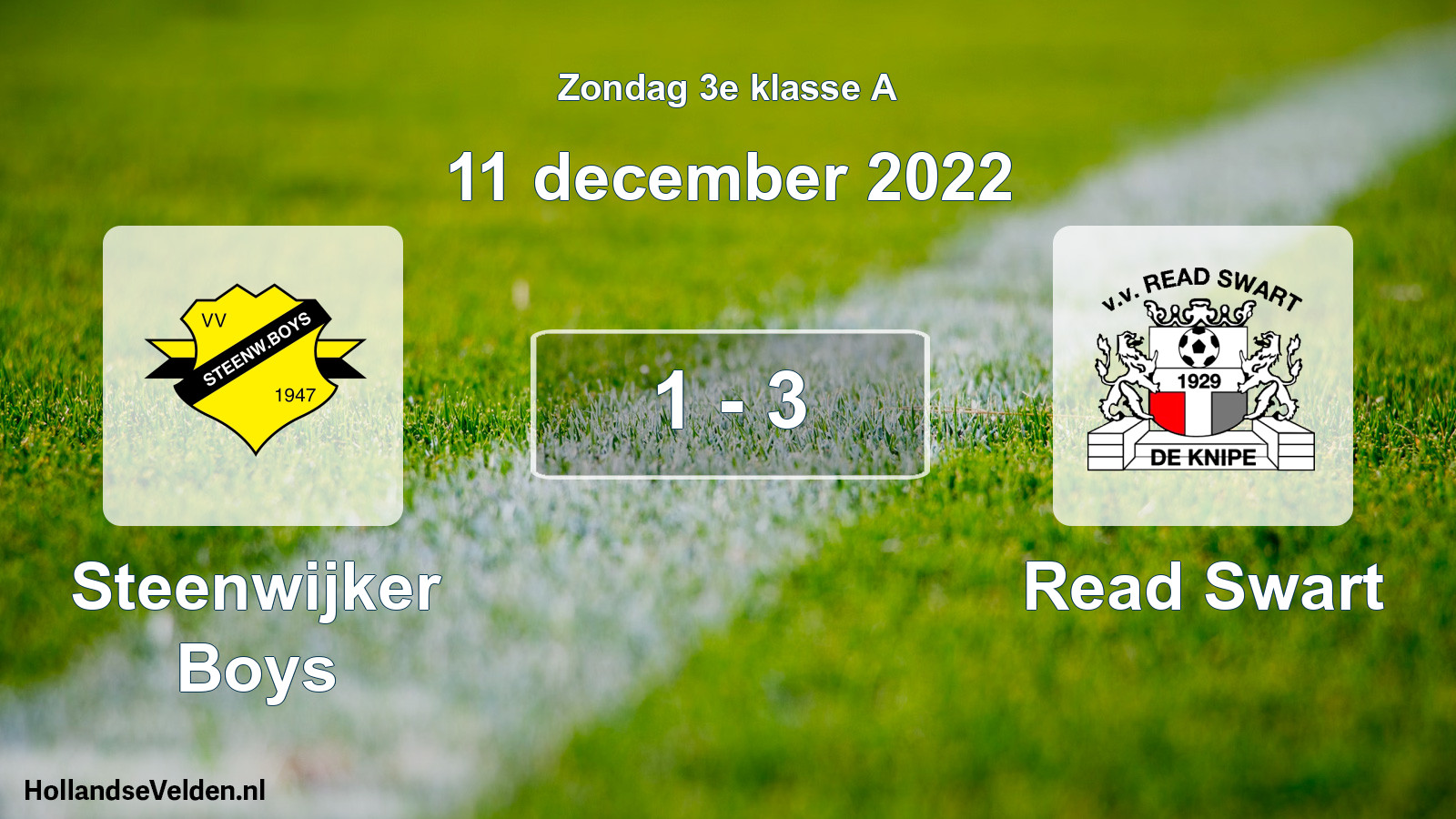 Total number of matches played: Steenwijker Boys - Read Swart 1 - 3 (11 December 2022)