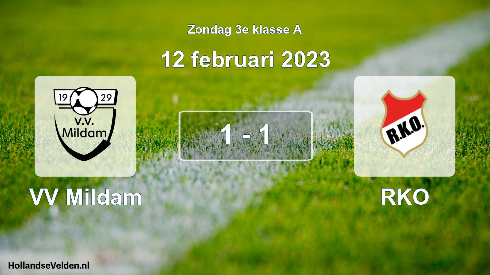Total number of matches played: VV Mildam - RKO 1 - 1 (12 February 2023)