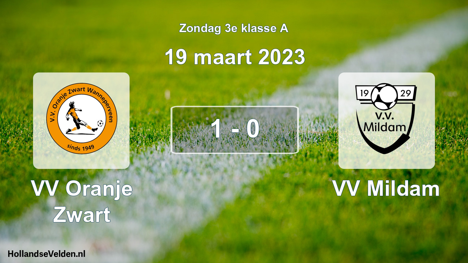 Total number of matches played: VV Oranje Zwart - VV Mildam 1 - 0 (19 March 2023)