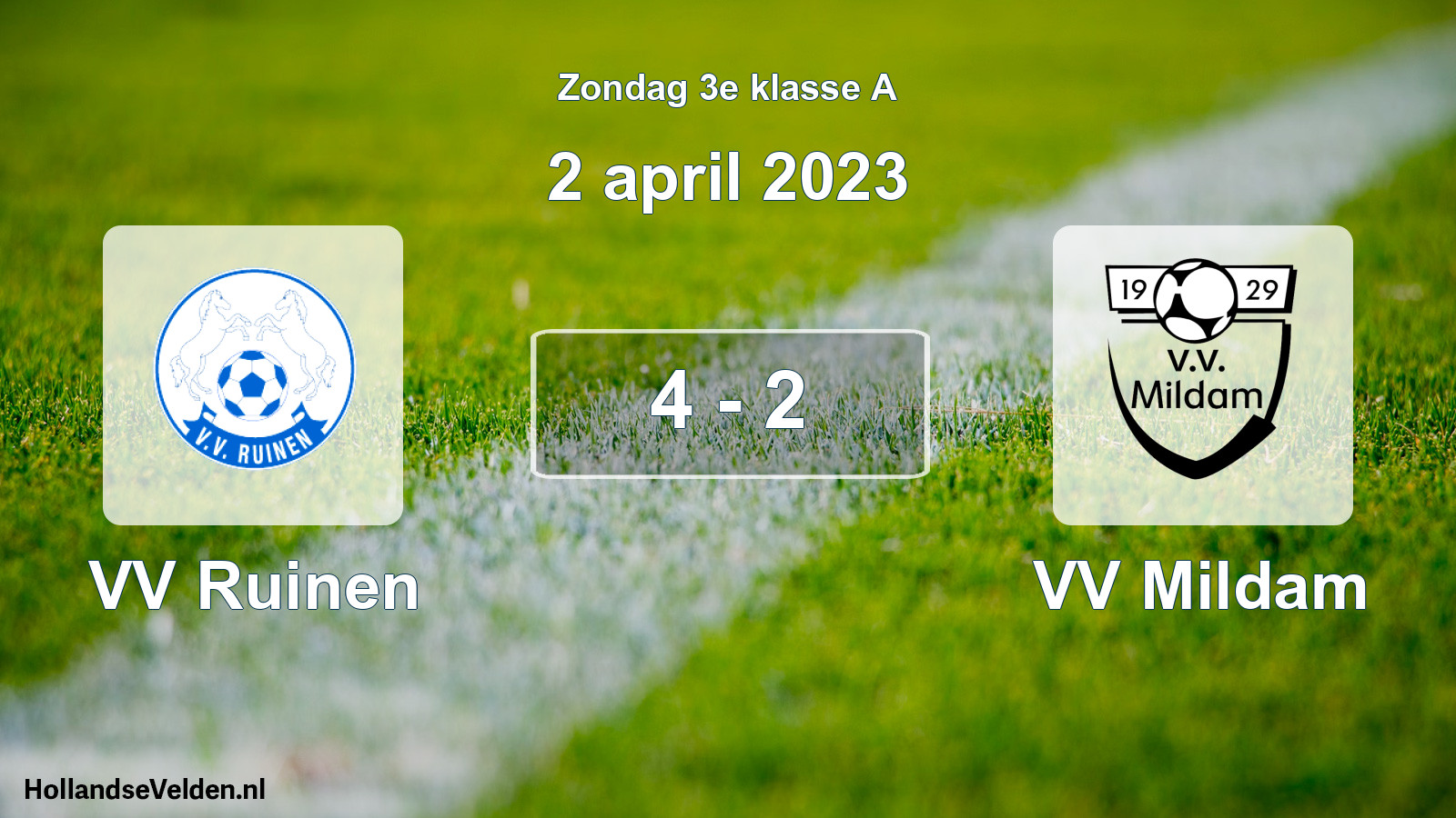 Total number of matches played: VV Ruinen - VV Mildam 4 - 2 (2 April 2023)
