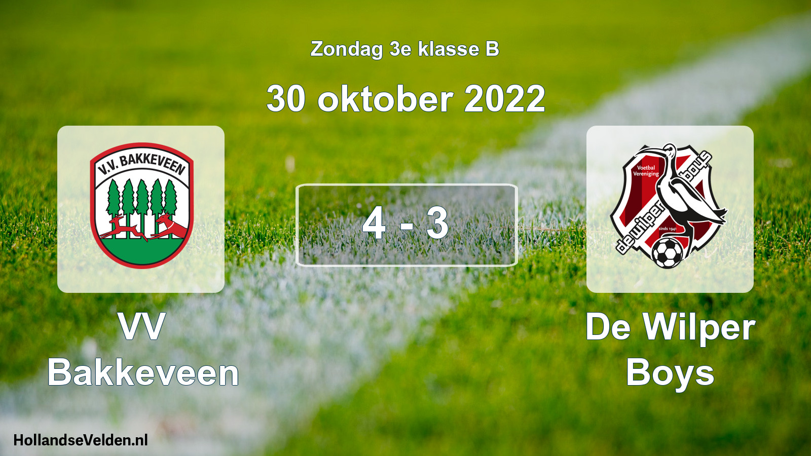Total number of matches played: VV Bakkeveen - De Wilper Boys 4 - 3 (30 October 2022)