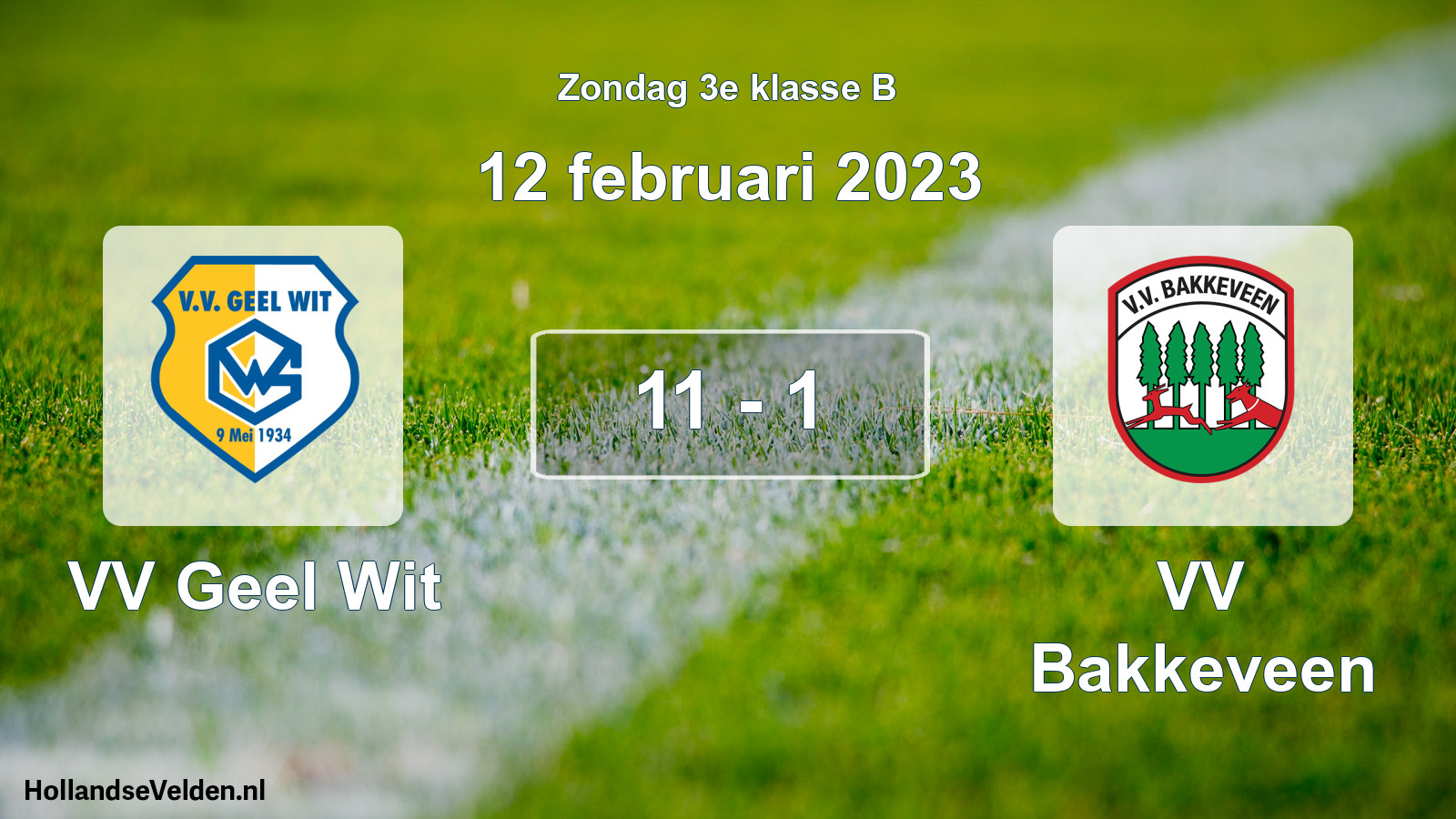Total number of matches played: VV Geel Wit - VV Bakkeveen 11 - 1 (12 February 2023)