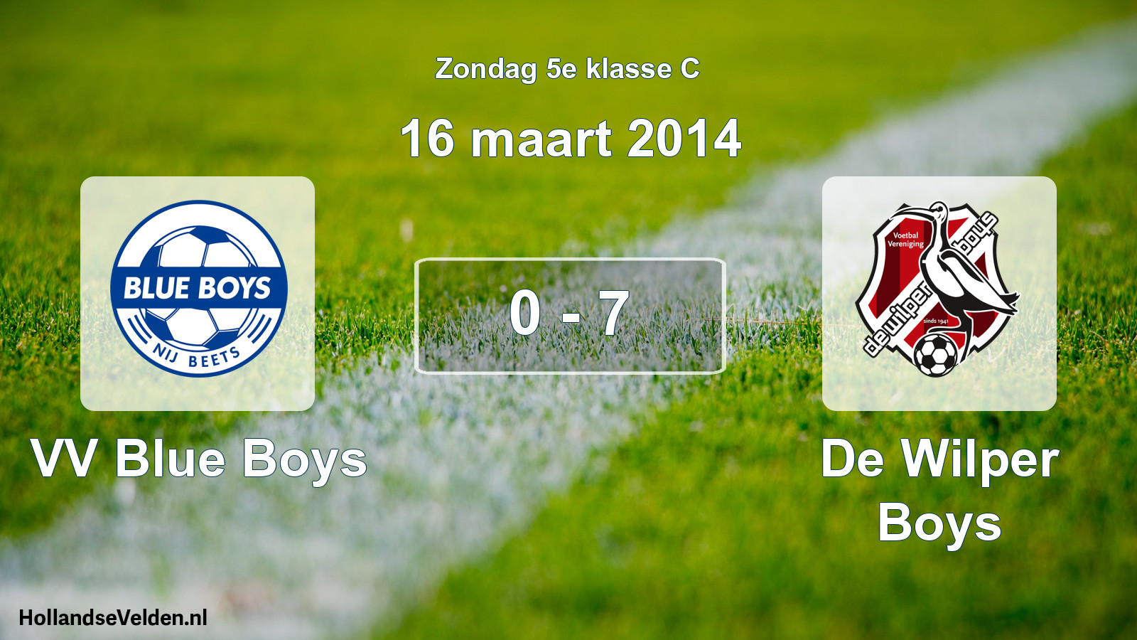 Total number of matches played: VV Blue Boys - De Wilper Boys 0 - 7 (16 March 2014)