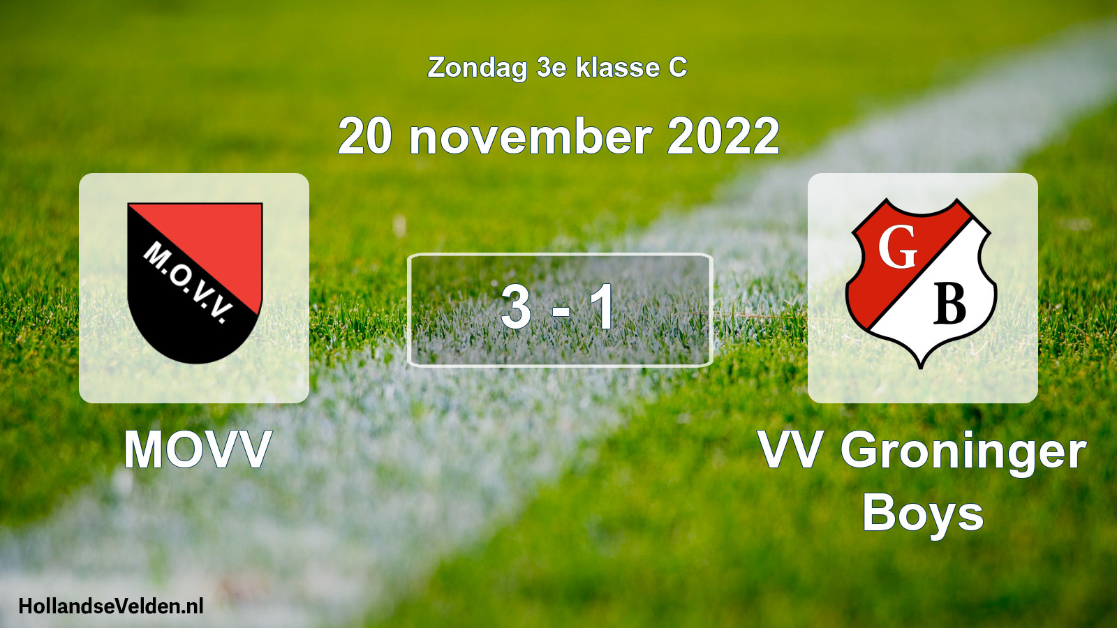 Total number of matches played: MOVV - VV Groninger Boys 3 - 1 (20 November 2022)
