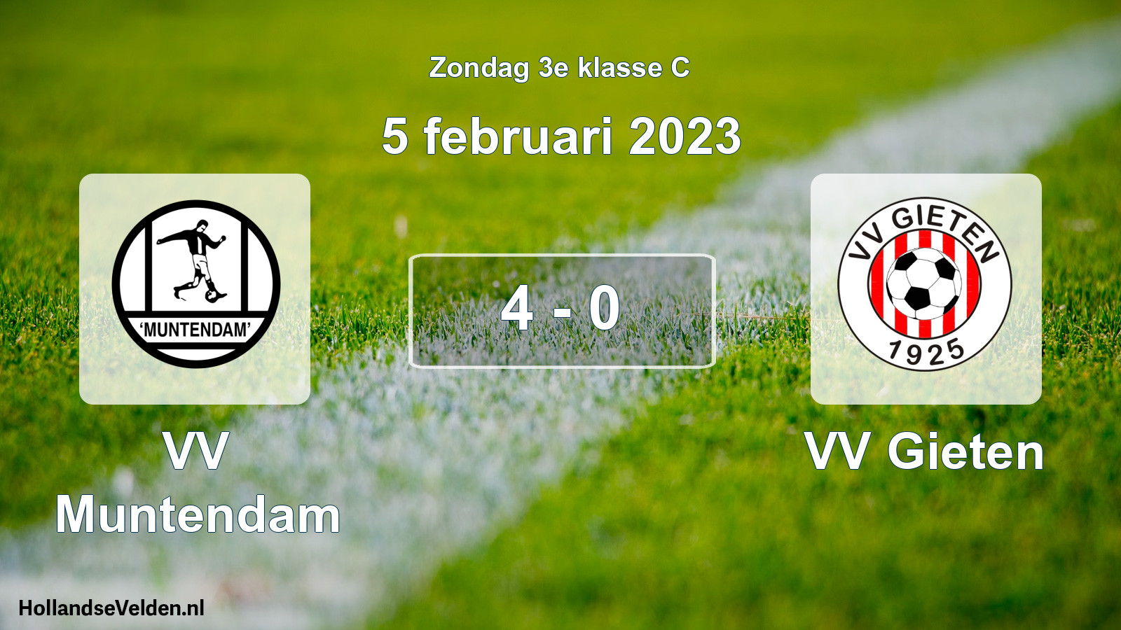 Total number of matches played: VV Muntendam - VV Gieten 4 - 0 (5 February 2023)