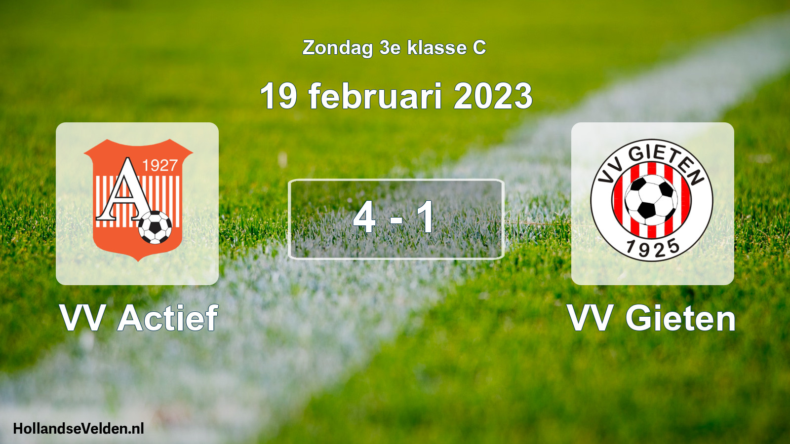 Total number of matches played: VV Actief - VV Gieten 4 - 1 (19 February 2023)