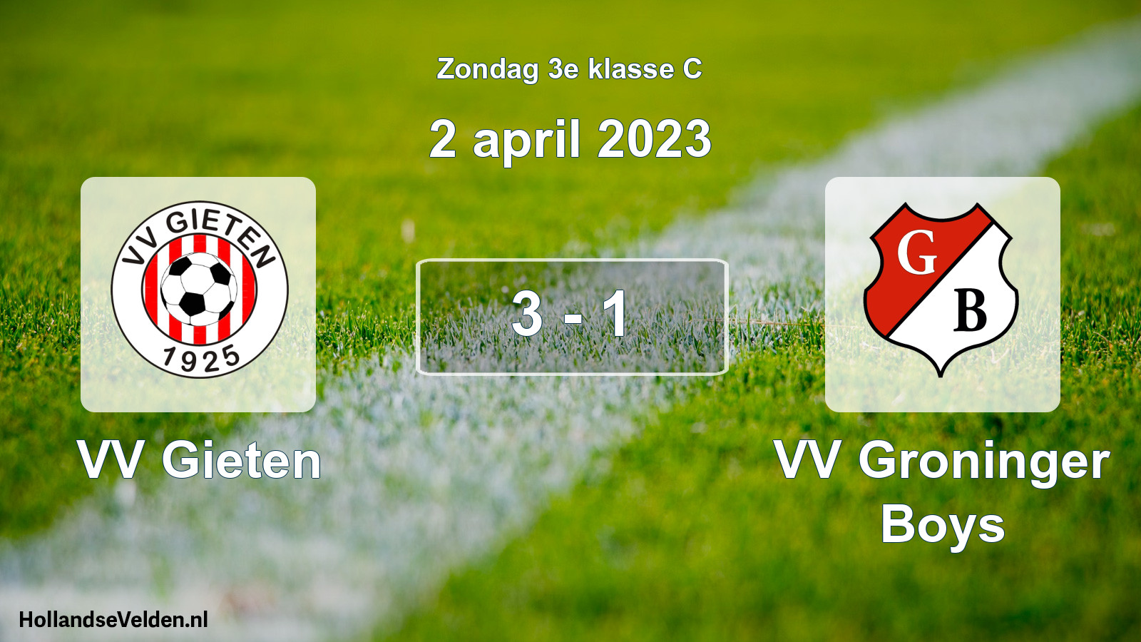 Total number of matches played: VV Gieten - VV Groninger Boys 3 - 1 (2 April 2023)
