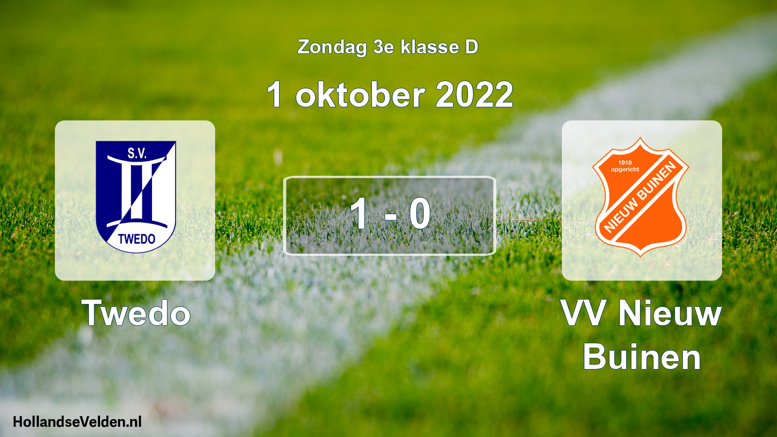 Total number of matches played: Twedo - VV Nieuw Buinen 1 - 0 (1 October 2022)