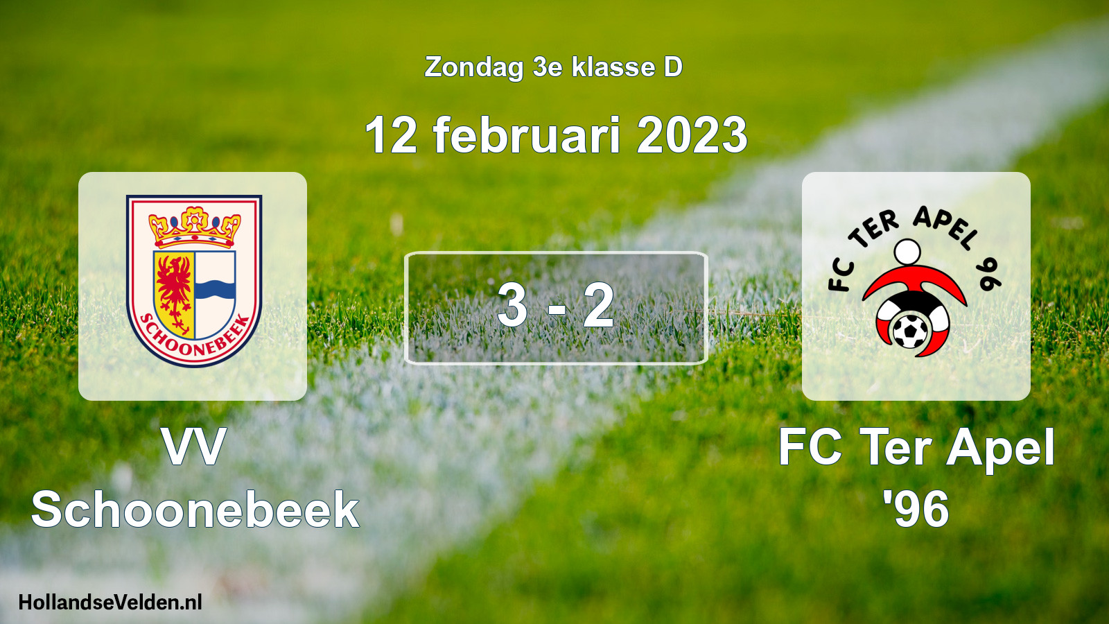 Total number of matches played: VV Schoonebeek - FC Ter Apel '96 3 - 2 (12 February 2023)