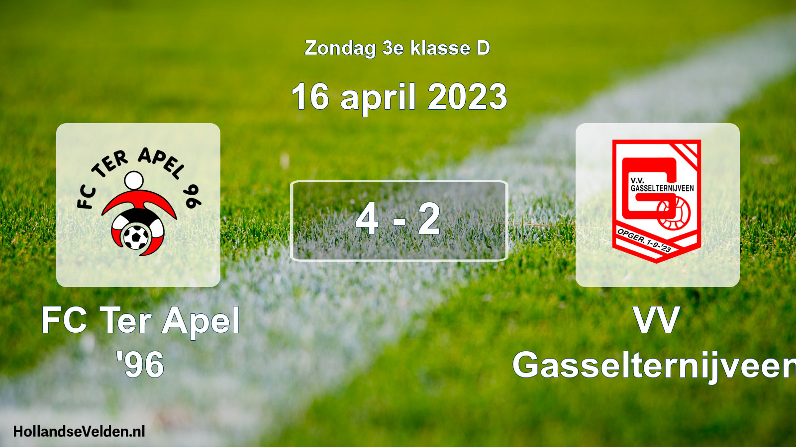 Total number of matches played: FC Ter Apel '96 - VV Gasselternijveen 4 - 2 (16 April 2023)