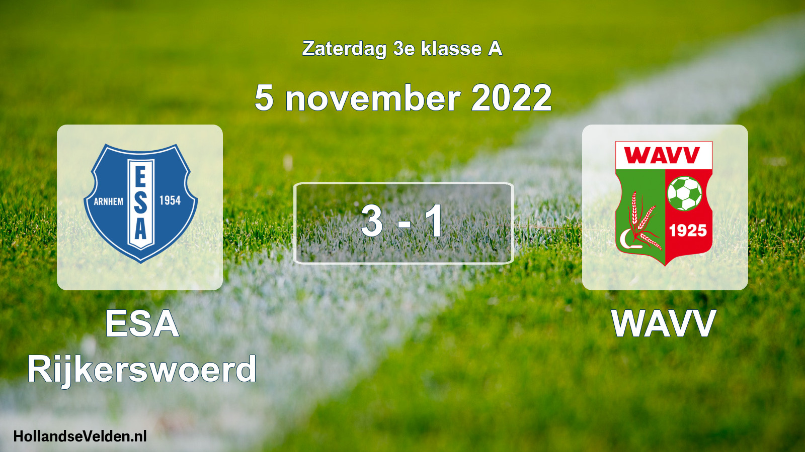Total number of matches played: ESA Rijkerswoerd - WAVV 3 - 1 (5 November 2022)