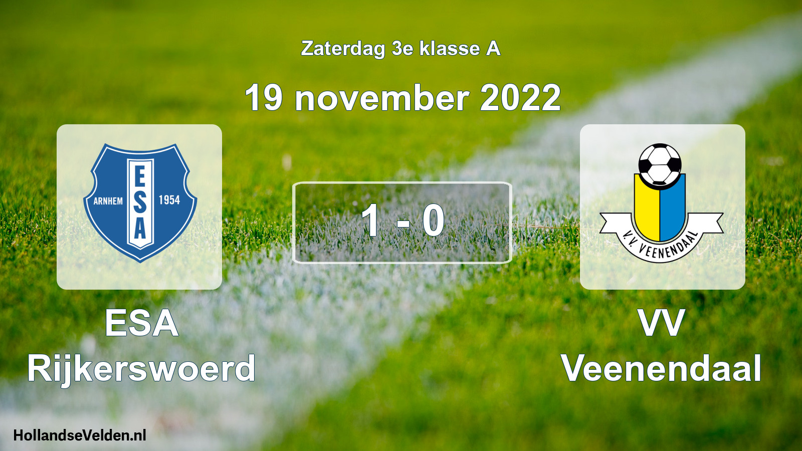Total number of matches played: ESA Rijkerswoerd - VV Veenendaal 1 - 0 (19 November 2022)