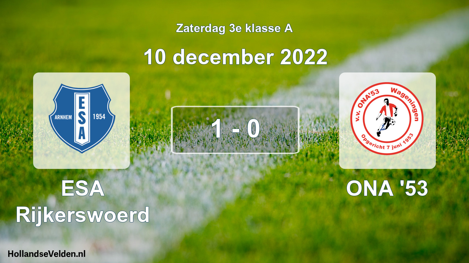 Total number of matches played: ESA Rijkerswoerd - ONA '53 1 - 0 (10 December 2022)