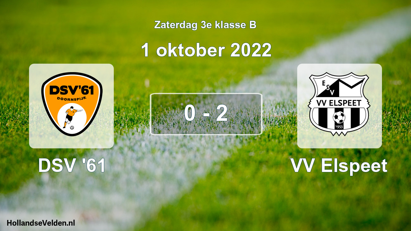 Total number of matches played: DSV '61 - VV Elspeet 0 - 2 (1 October 2022)