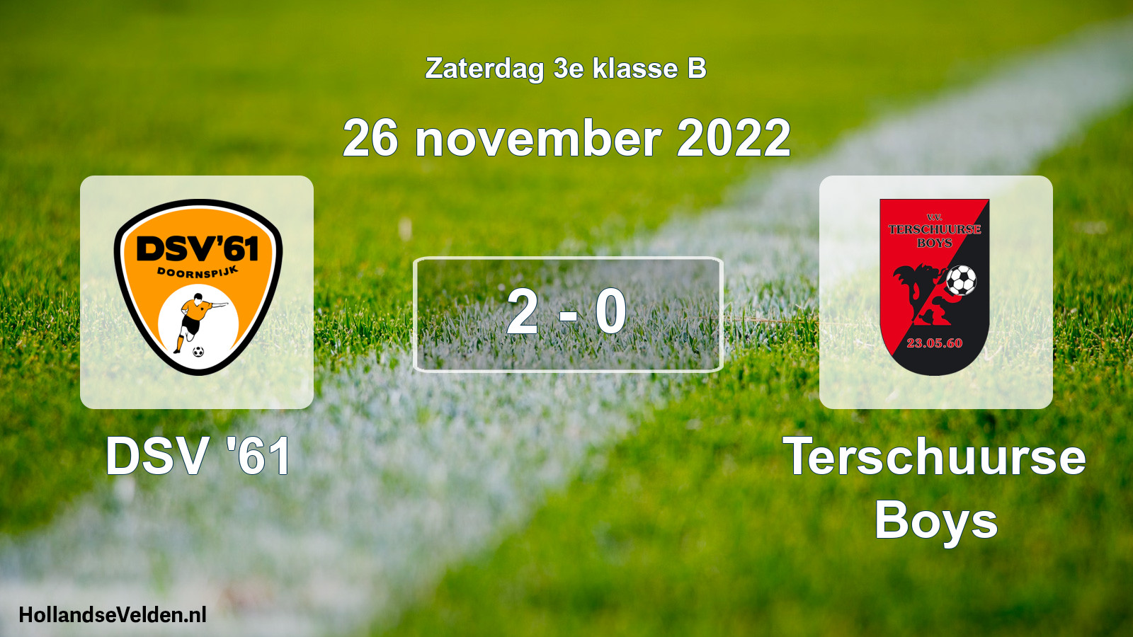 Total number of matches played: DSV '61 - Terschuurse Boys 2 - 0 (26 November 2022)