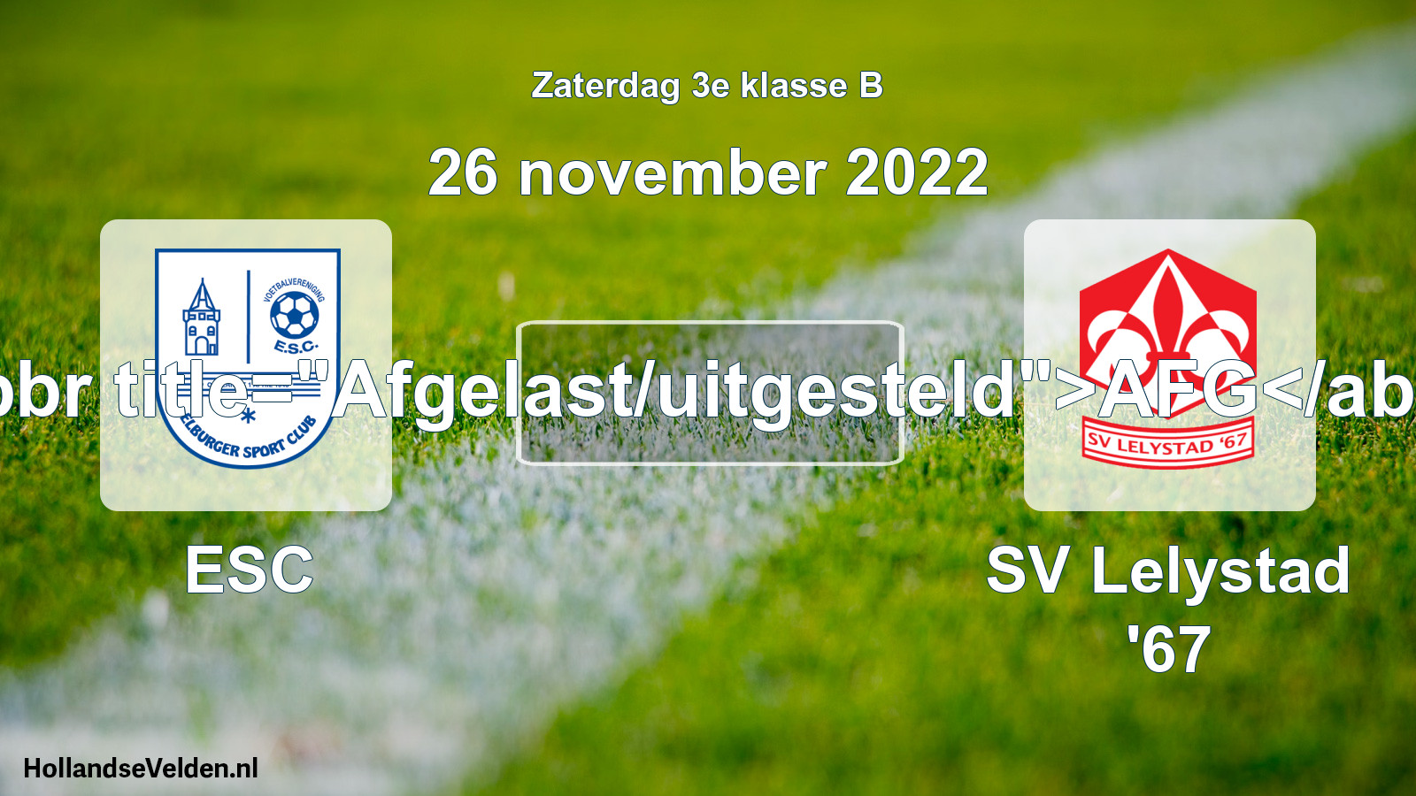 Scheduled Match: ESC - SV Lelystad '67 (26 November 2022)