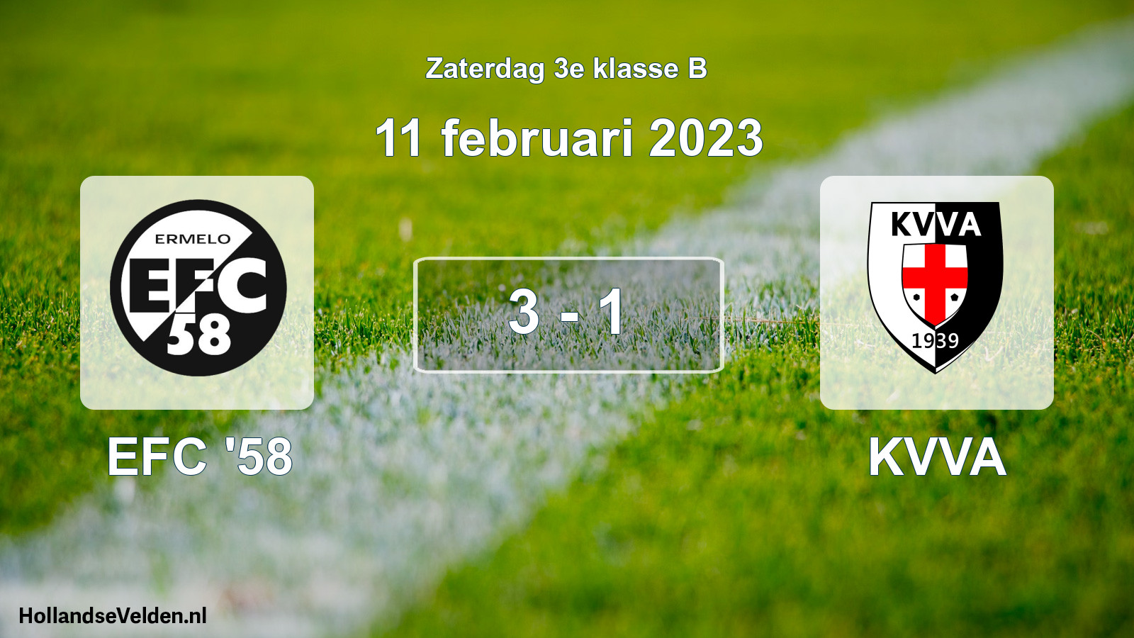 Total number of matches played: EFC '58 - KVVA 3 - 1 (11 February 2023)