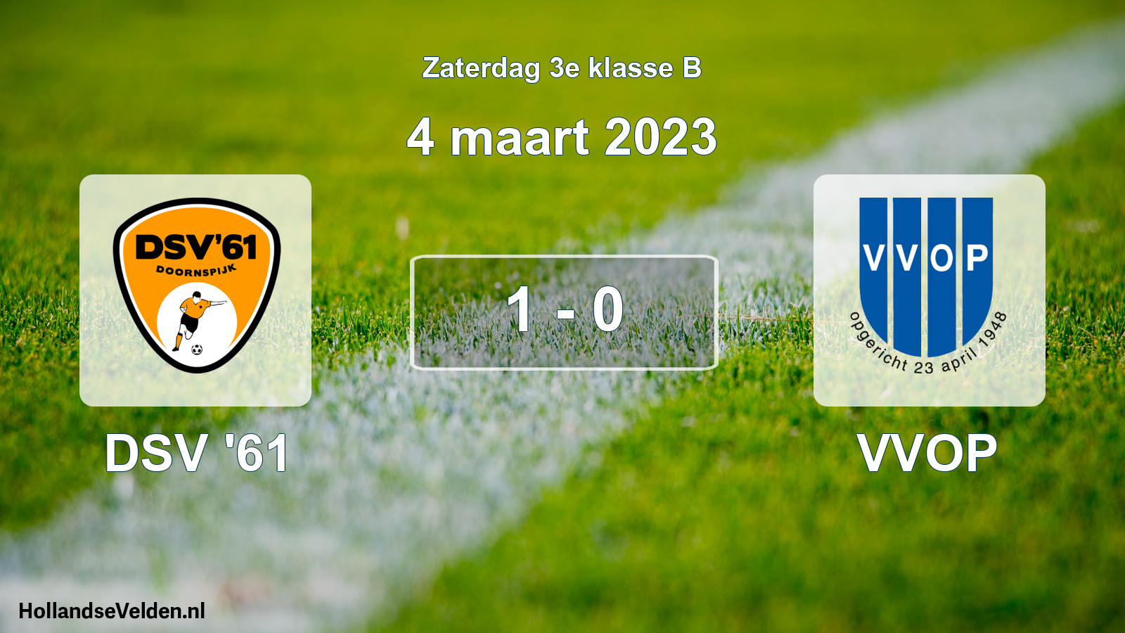 Total number of matches played: DSV '61 - VVOP 1 - 0 (4 March 2023)