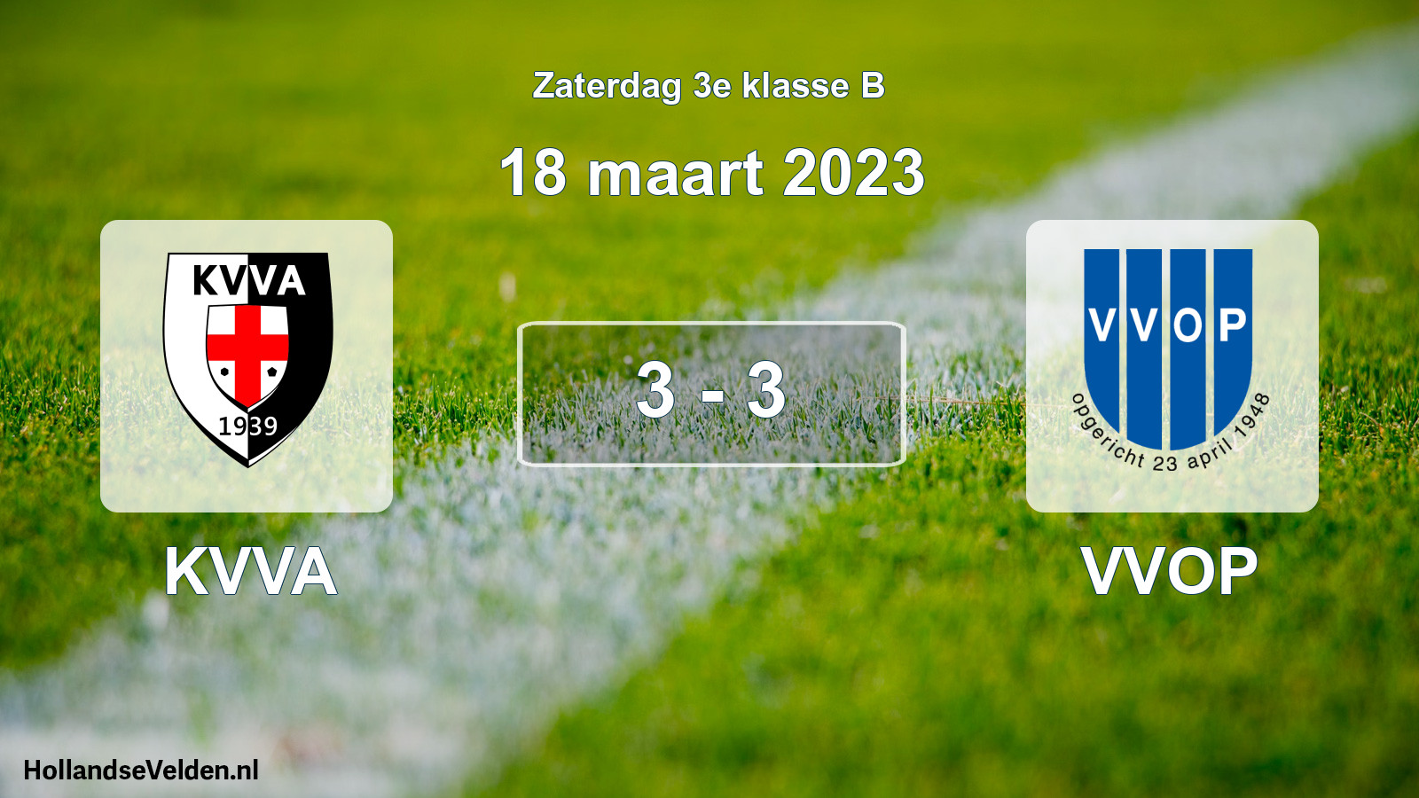 Total number of matches played: KVVA - VVOP 3 - 3 (18 March 2023)