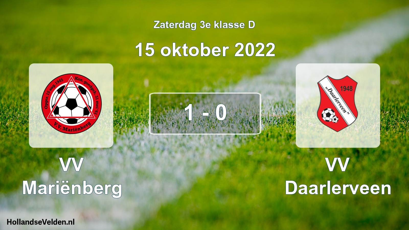 Total number of matches played: VV Mariënberg - VV Daarlerveen 1 - 0 (15 October 2022)