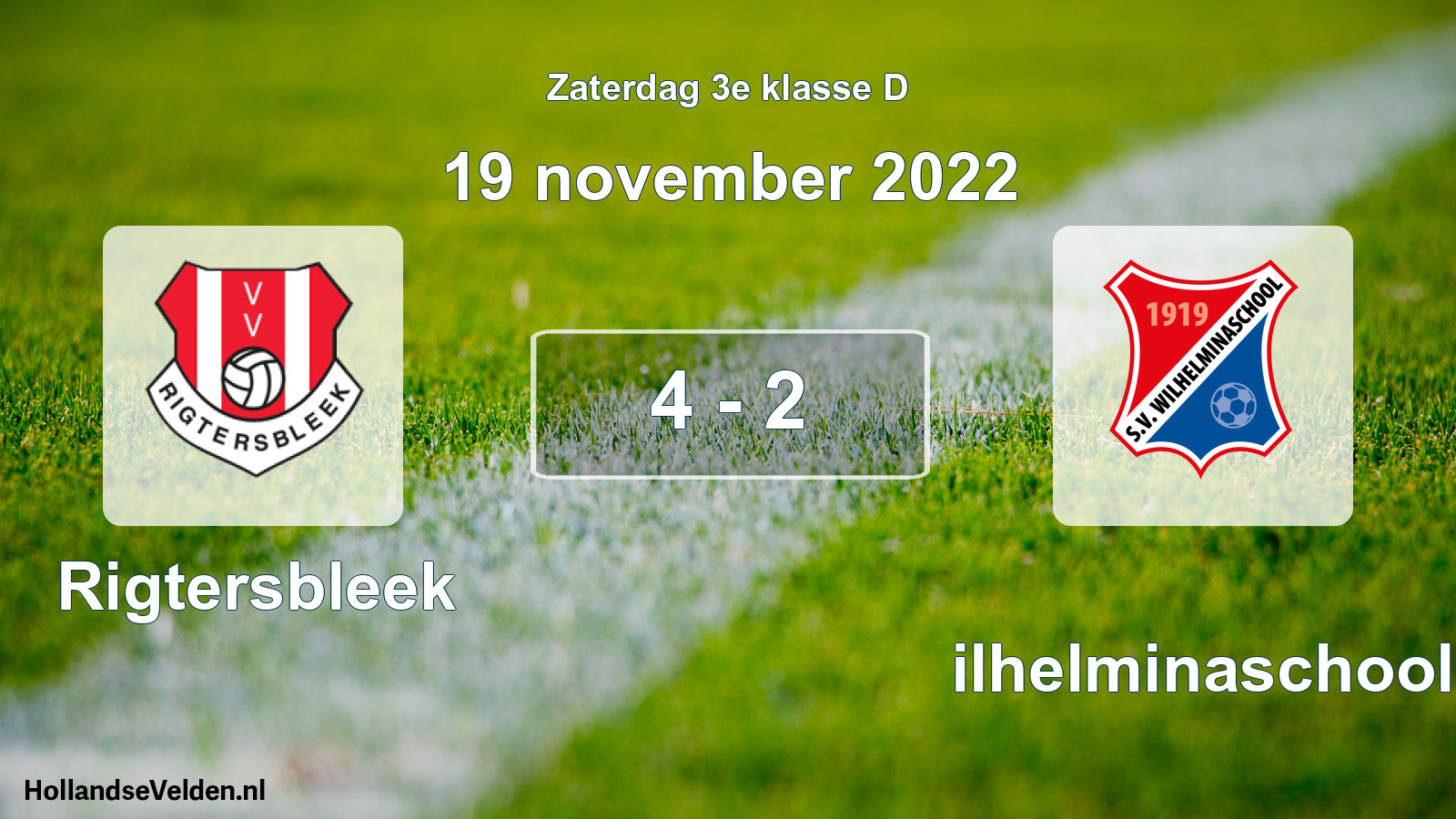 Total number of matches played: Rigtersbleek - Wilhelminaschool 4 - 2 (19 November 2022)