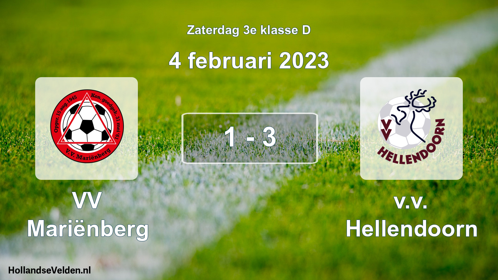 Total number of matches played: VV Mariënberg - v.v. Hellendoorn 1 - 3 (4 February 2023)