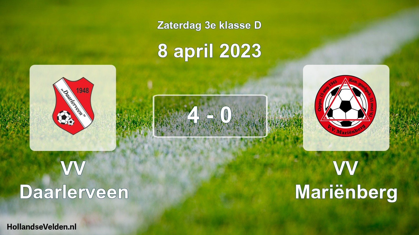 Total number of matches played: VV Daarlerveen - VV Mariënberg 4 - 0 (8 April 2023)