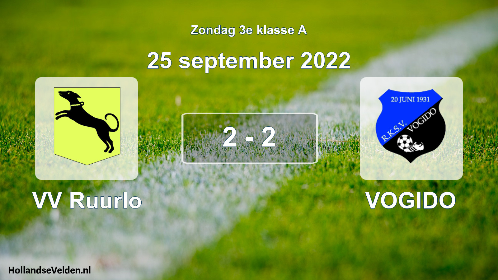 Total number of matches played: VV Ruurlo - VOGIDO 2 - 2 (25 September 2022)