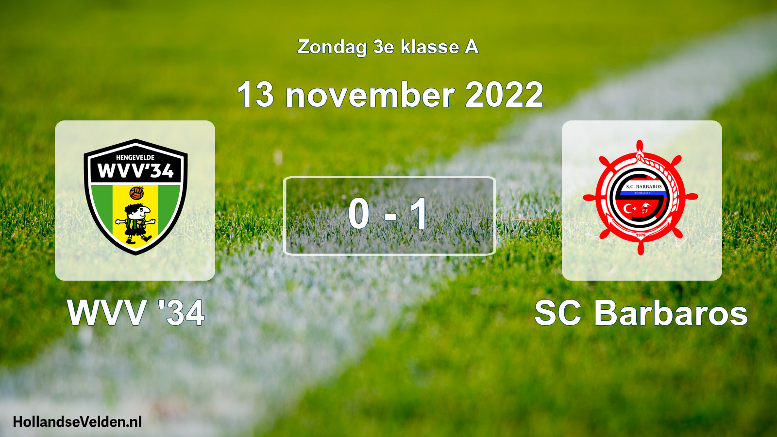 Total number of matches played: WVV '34 - SC Barbaros 0 - 1 (13 November 2022)