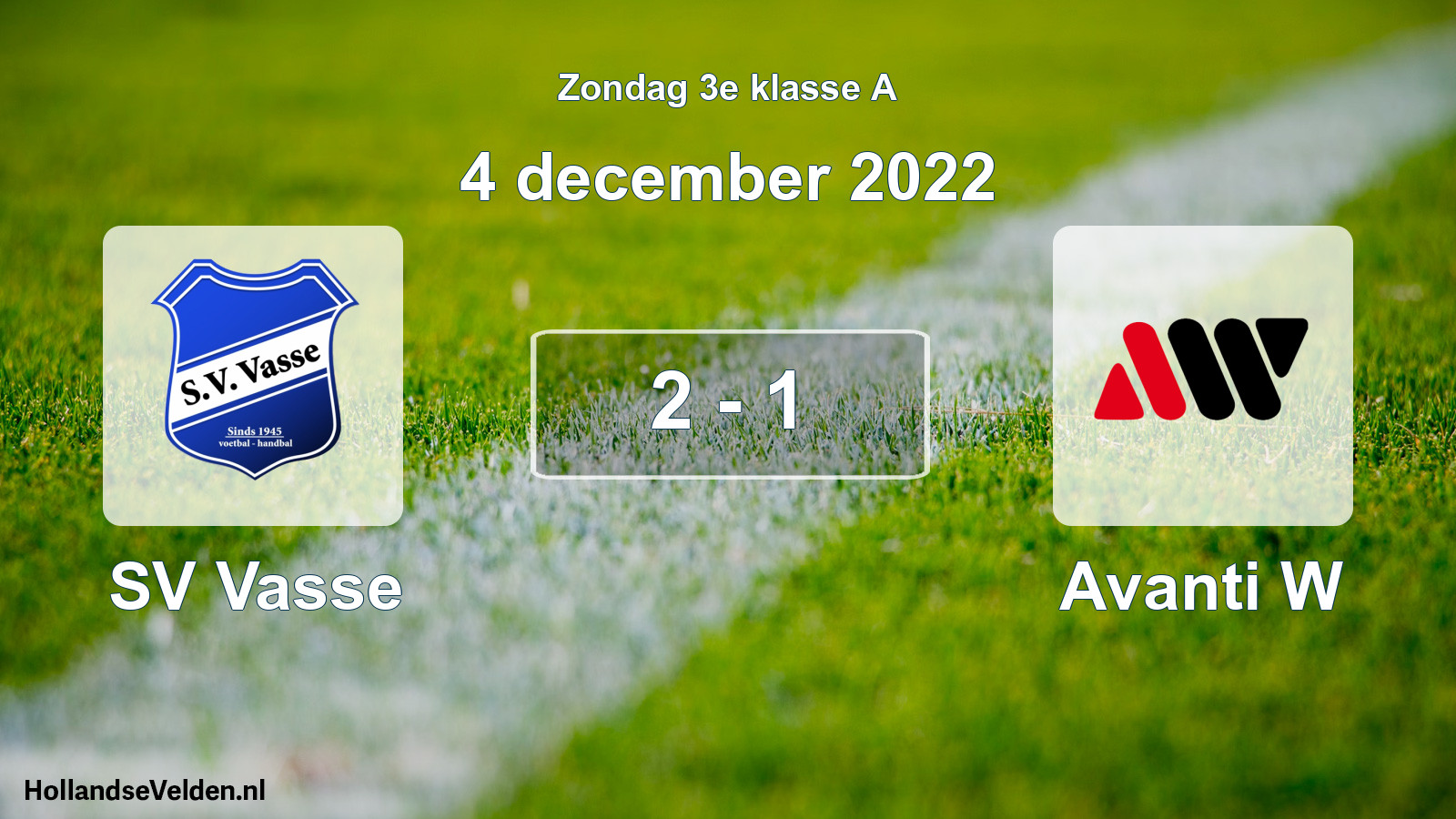 Total number of matches played: SV Vasse - Avanti W 2 - 1 (4 December 2022)