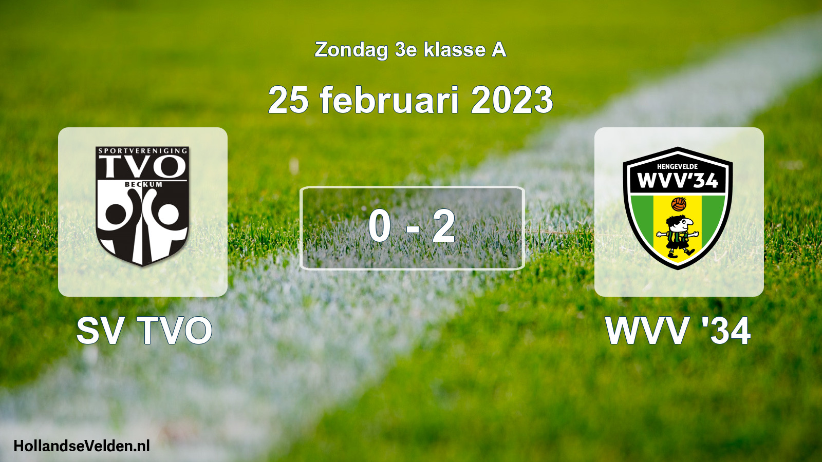 Total number of matches played: SV TVO - WVV '34 0 - 2 (25 February 2023)